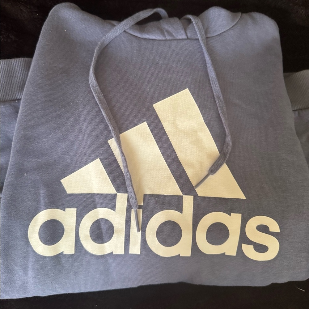 ADIDAS blue Hoodie with White Logo